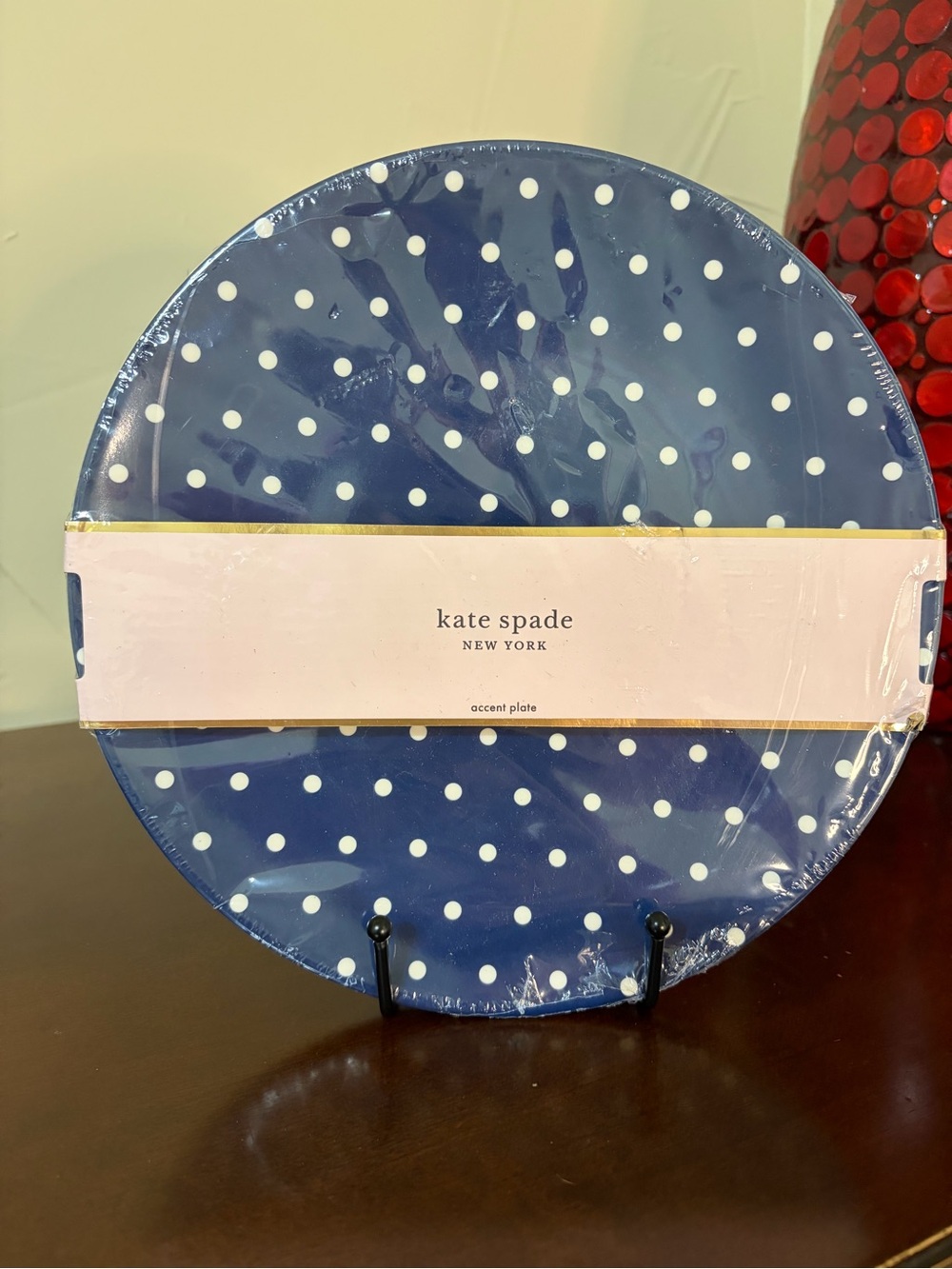 kate spade navy blue and white polka dot accent plate 9 inch diameter set of 2